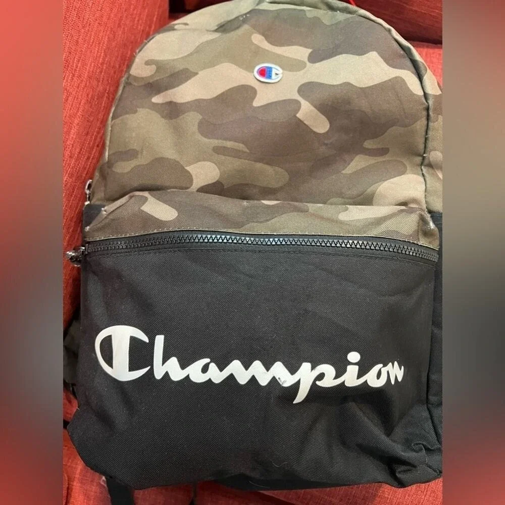CHAMPION‎ Unisex Camo/Army Grid Print & Black Laptop Backpack School Gym Weekend